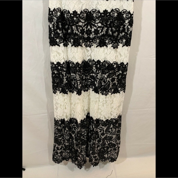 NEW $748 Tadashi Shoji Aubrianna Black/White Lace Gown [‎ SZ 8 ] - Picture 4 of 8